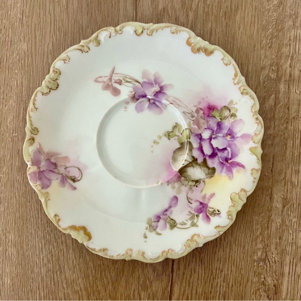 Antique C.A. France ( Charles Ahrenfeldt ) Hand Painted Flower‎ Porcelain Saucer